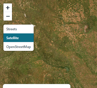 The map showing satellite imagery with the Satellite button selected